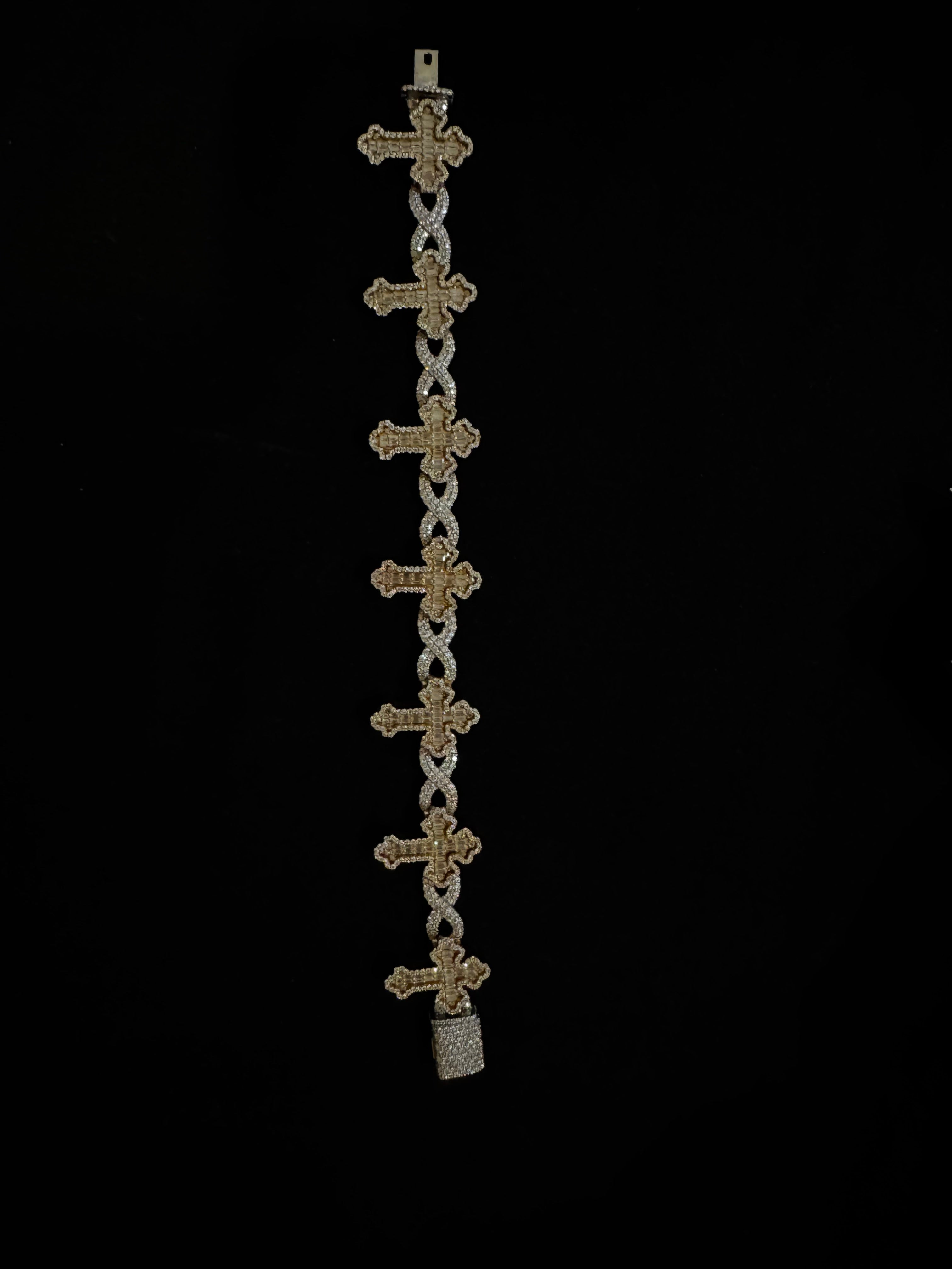 925 Sterling Silver Moissanite Cross Bracelet