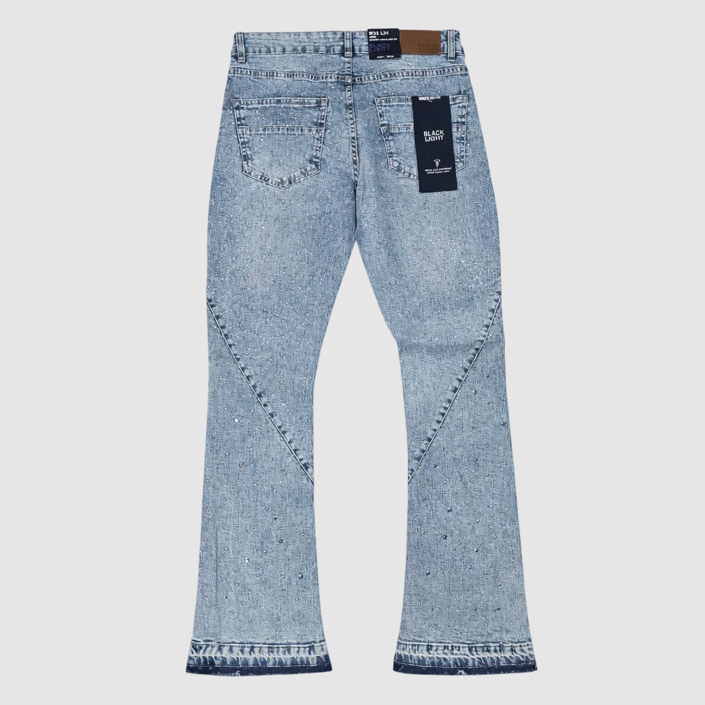 JAMIRR Ice Flare Rhinestone Jeans