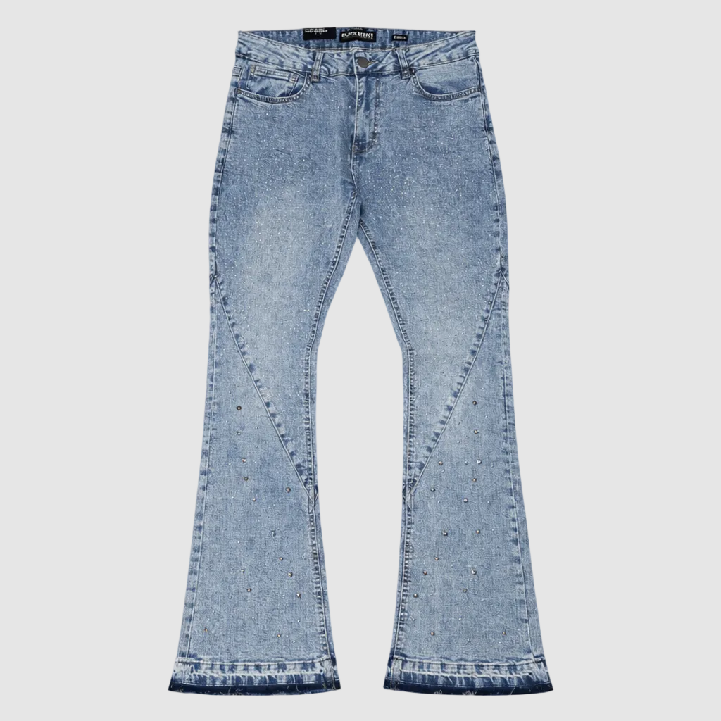 JAMIRR Ice Flare Rhinestone Jeans