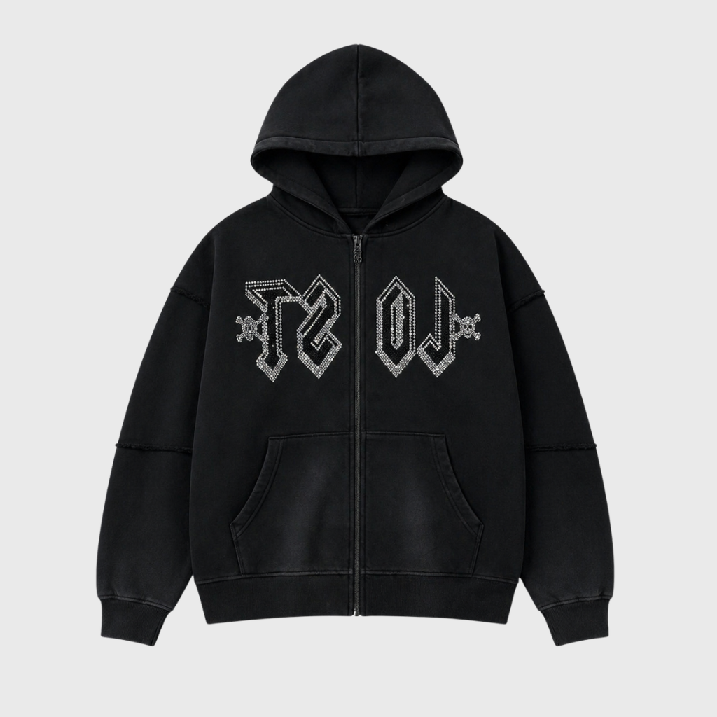 LOST DISTRESSED ZIP HOODIE